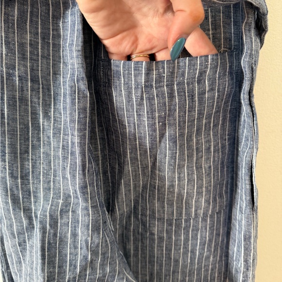 NWT Quince 100% European Linen Square Neck Blue and White Striped Jumpsuit - Picture 7 of 9